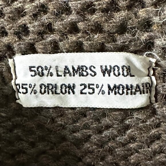 Vintage Brown Cardigan Women's Large Wool Knit Sweater Zip Front Long Sleeve - Picture 7 of 7